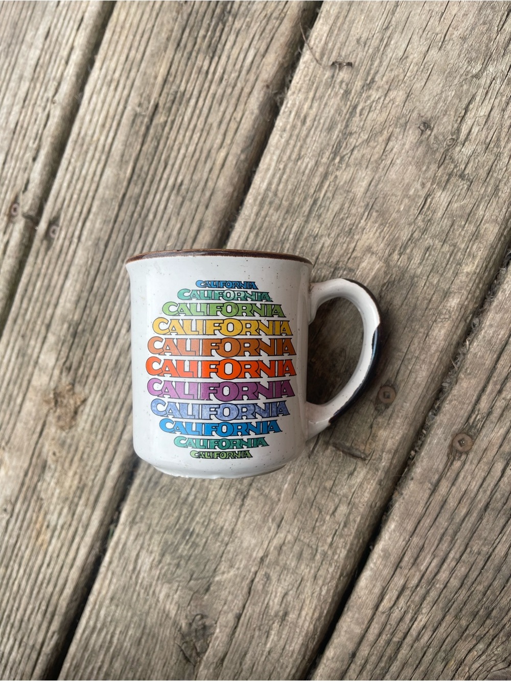 California Rainbow Stack Ceramic Mug - White